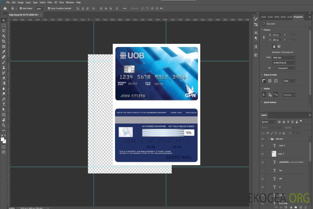 Carte de débit GPN de la banque indonésienne UOB template Carte de débit GPN de la banque indonésienne UOB template